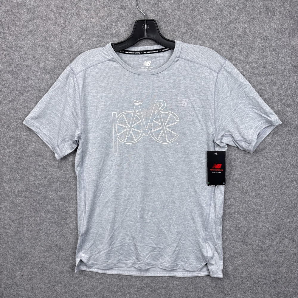 New Balance Running Womens Gray Bicycle Graphic Mesh Performance Tee Size‎ M NEW